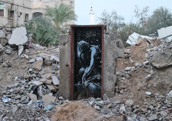 Banksy's art piece "Bomb Damage", Gaza